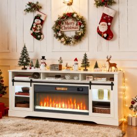 Fireplace TV Stand for TVs Up to TV Console with Electric Fireplace (Option: White-1910x475x190 mm)
